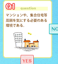 Q1 マンションや、集合住宅等周囲を気にする必要のある環境である。