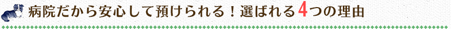 病院だから安心して預けられる！選ばれる4つの理由