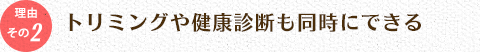 トリミングや健康診断も同時にできる