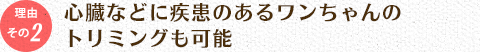 心臓などに疾患のあるワンちゃんのトリミングも可能